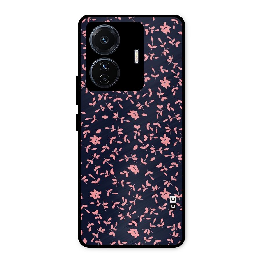 Pink Plant Design Metal Back Case for iQOO Z6