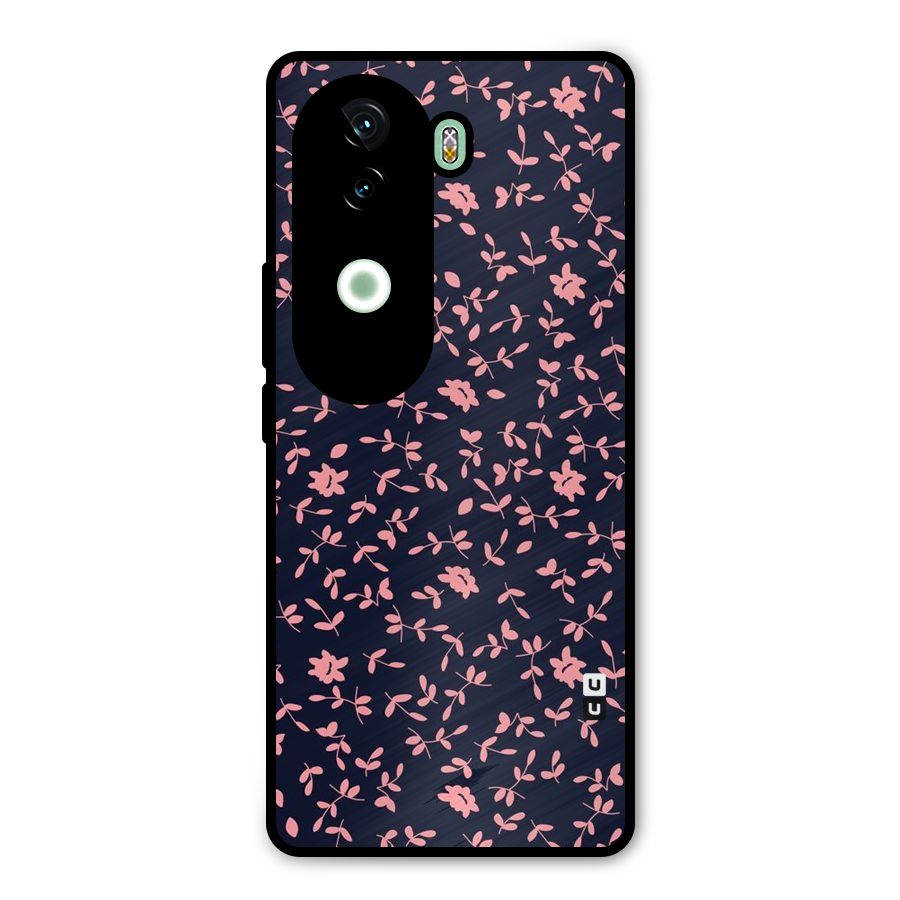Pink Plant Design Metal Back Case for iQOO Z9s