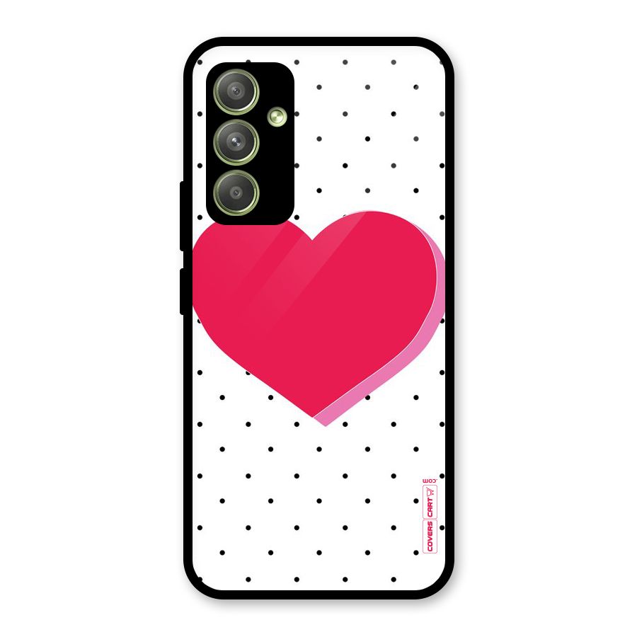 Pink Polka Heart Glass Back Case for Galaxy A54