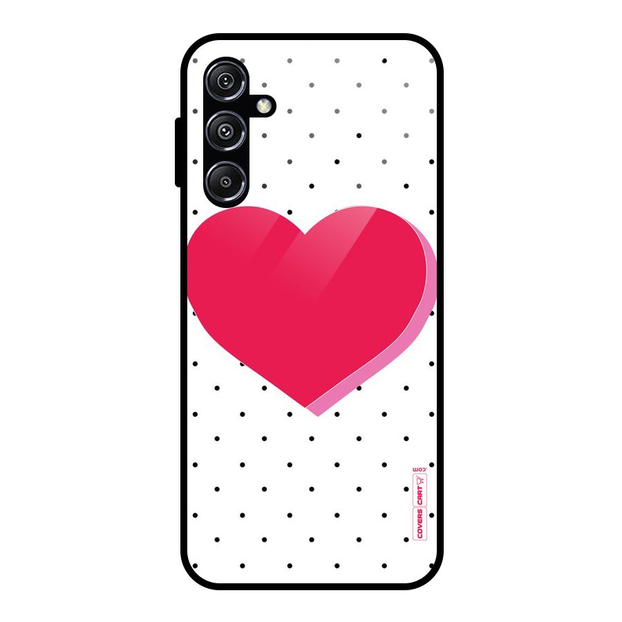 Pink Polka Heart Glass Back Case for Galaxy M34 5G