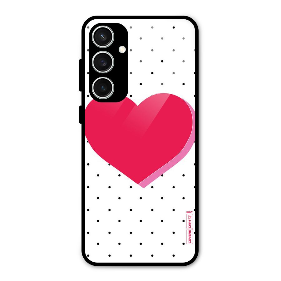 Pink Polka Heart Glass Back Case for Galaxy S23 FE