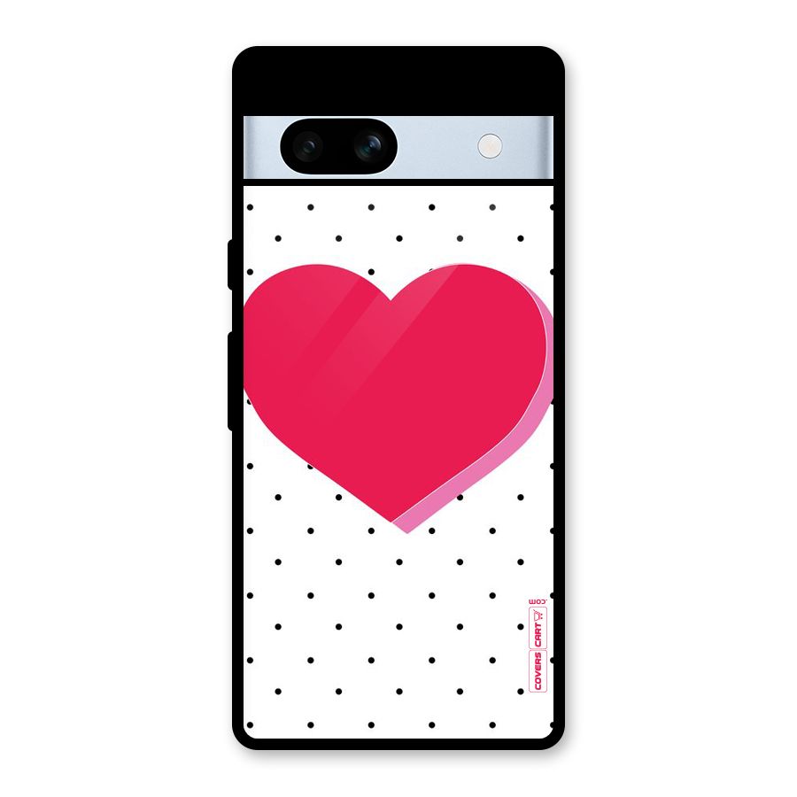 Pink Polka Heart Glass Back Case for Google Pixel 7a