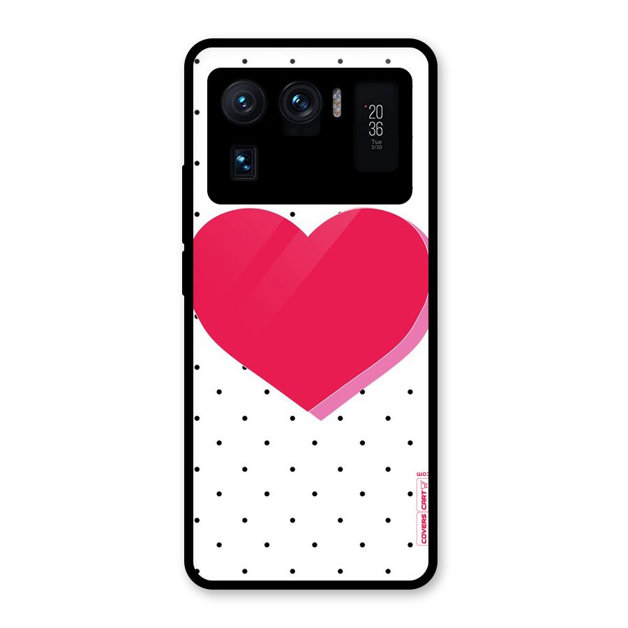 Pink Polka Heart Glass Back Case for Mi 11 Ultra