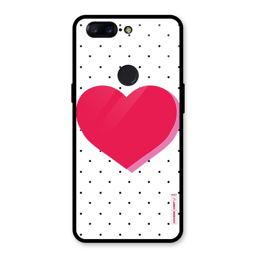 Pink Polka Heart Glass Back Case for OnePlus 5T