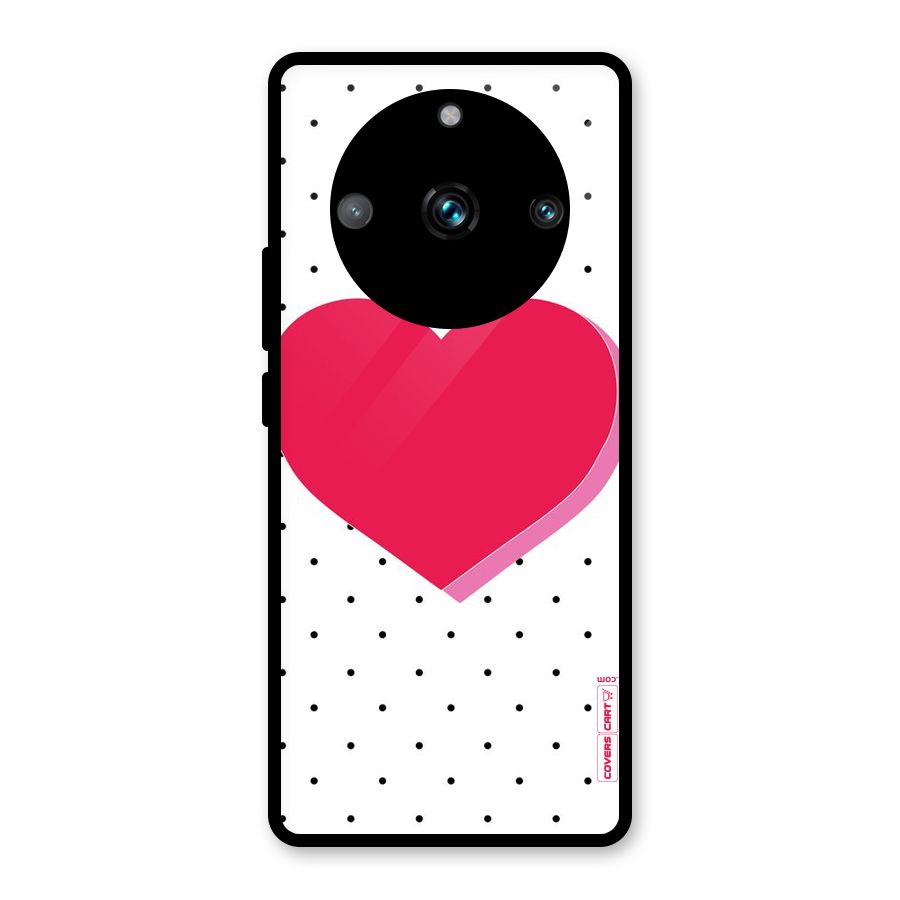 Pink Polka Heart Glass Back Case for Realme 11 Pro