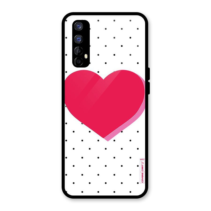Pink Polka Heart Glass Back Case for Realme 7