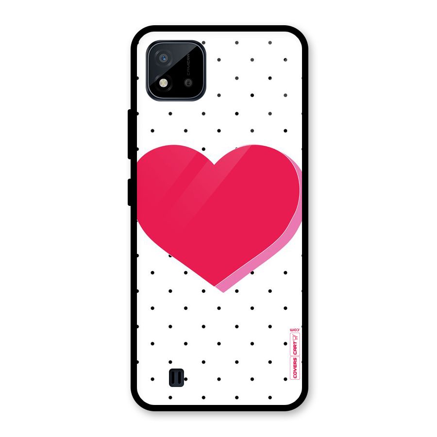 Pink Polka Heart Glass Back Case for Realme C11 2021