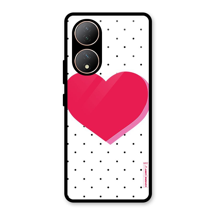 Pink Polka Heart Glass Back Case for Vivo T2