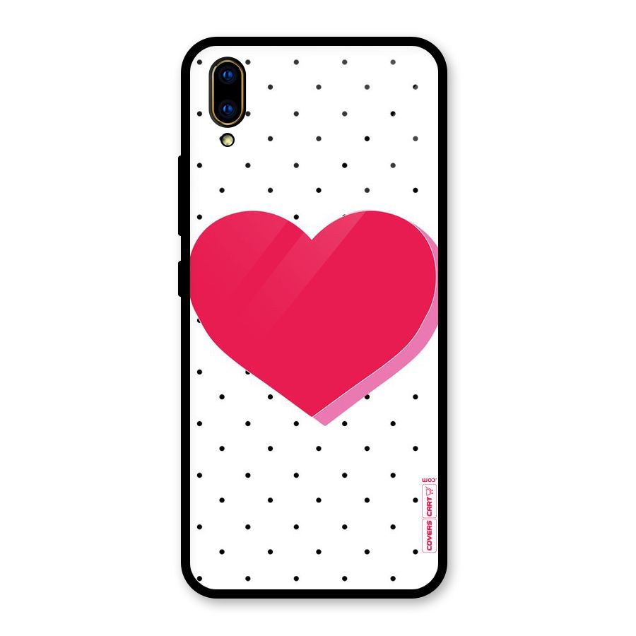 Pink Polka Heart Glass Back Case for Vivo V11 Pro