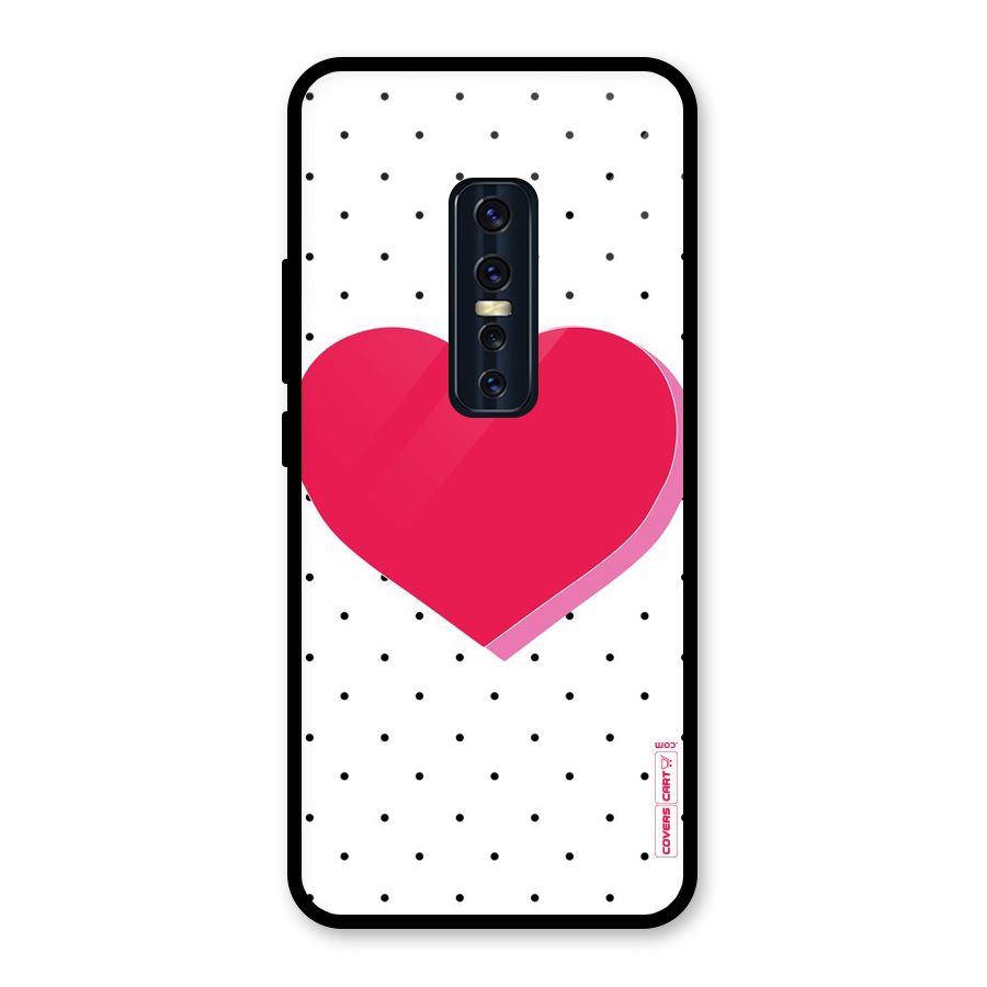 Pink Polka Heart Glass Back Case for Vivo V17 Pro