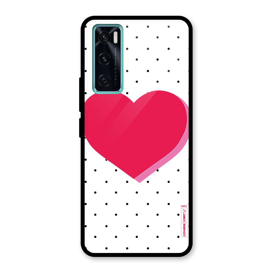 Pink Polka Heart Glass Back Case for Vivo V20 SE