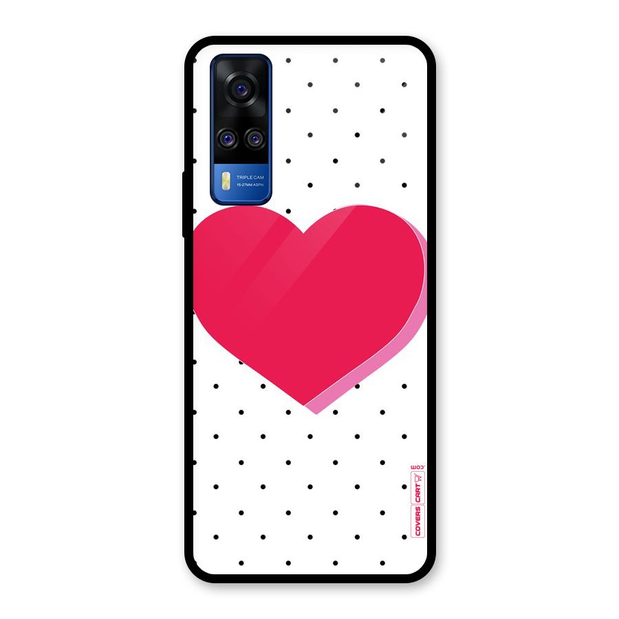 Pink Polka Heart Glass Back Case for Vivo Y31