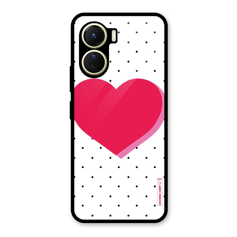 Pink Polka Heart Glass Back Case for Vivo Y56