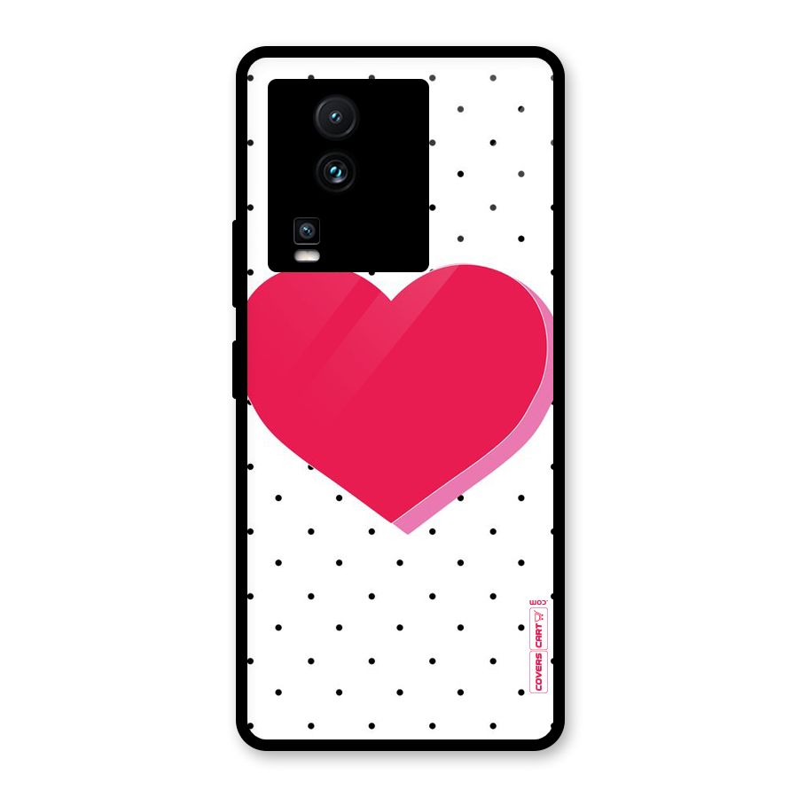 Pink Polka Heart Glass Back Case for Vivo iQOO Neo 7 Pro