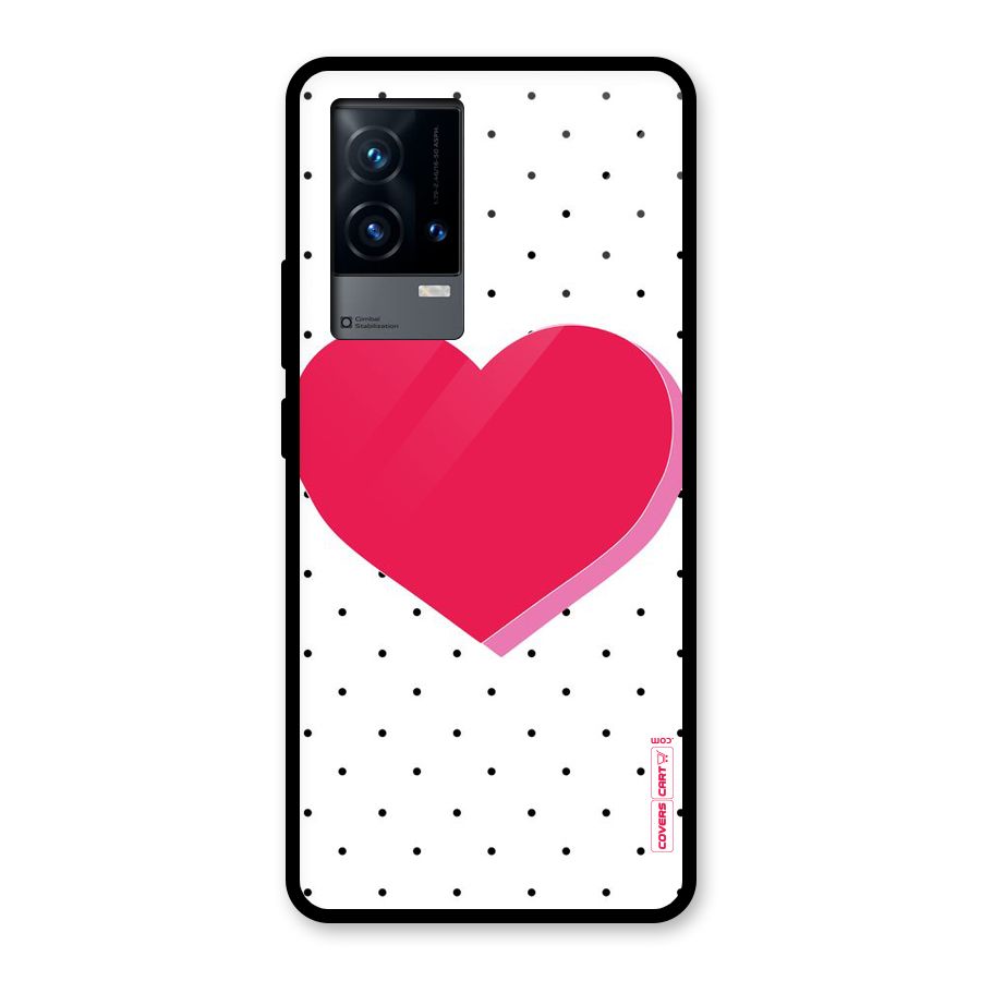 Pink Polka Heart Glass Back Case for iQOO 9 5G