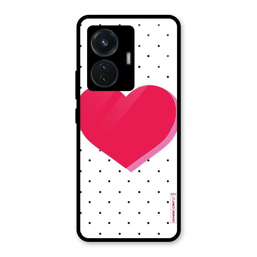 Pink Polka Heart Glass Back Case for iQOO Z6 44W