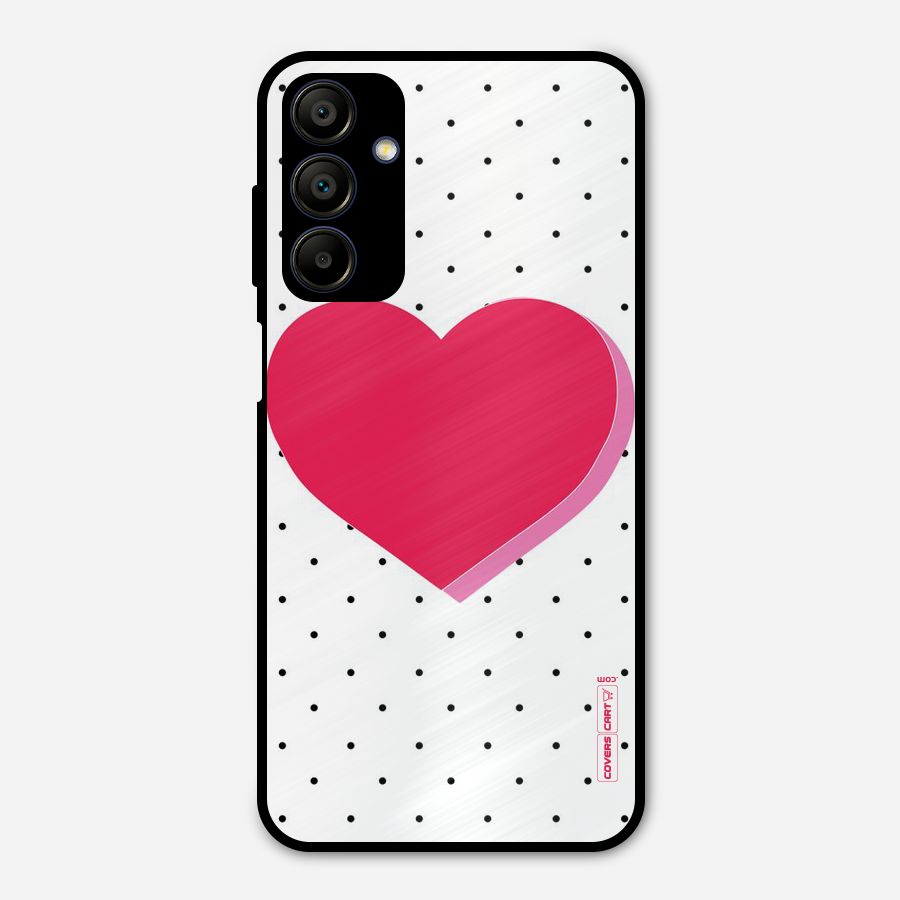 Pink Polka Heart Metal Back Case for Galaxy A15 5G