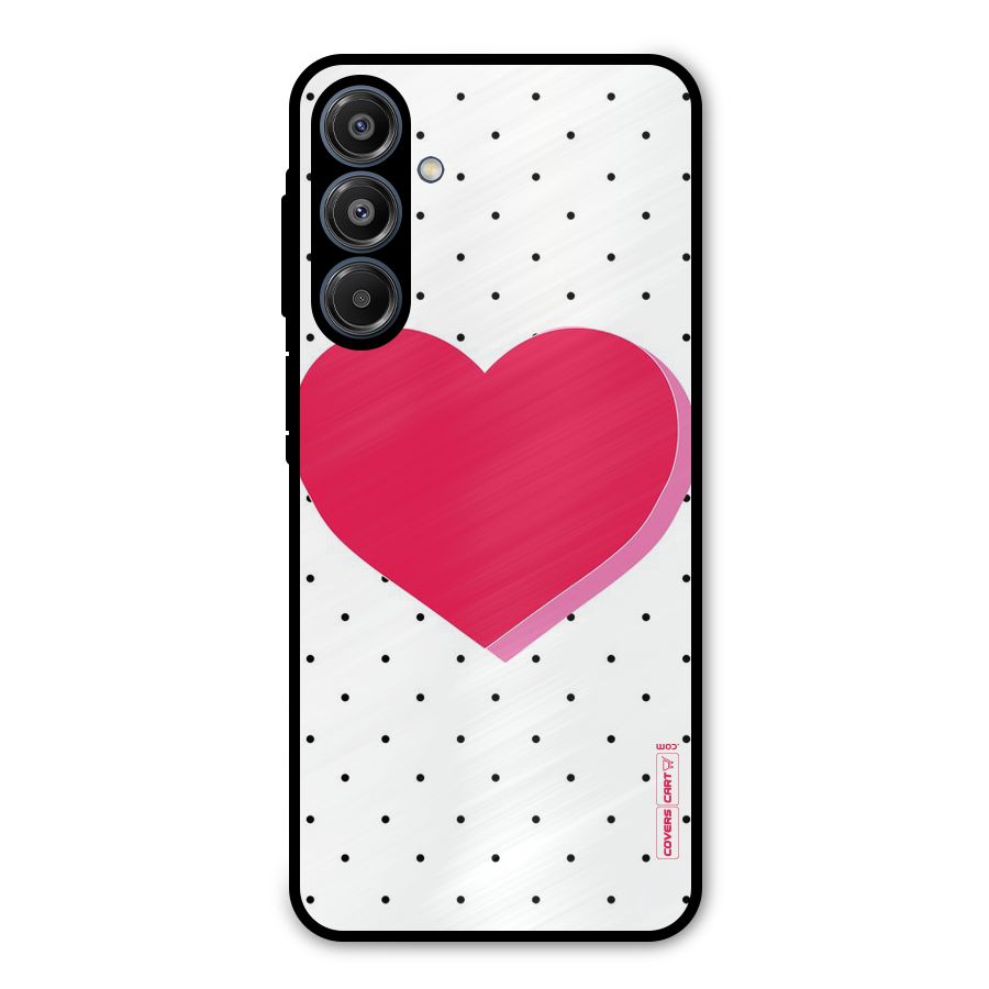 Pink Polka Heart Metal Back Case for Galaxy A16 5G