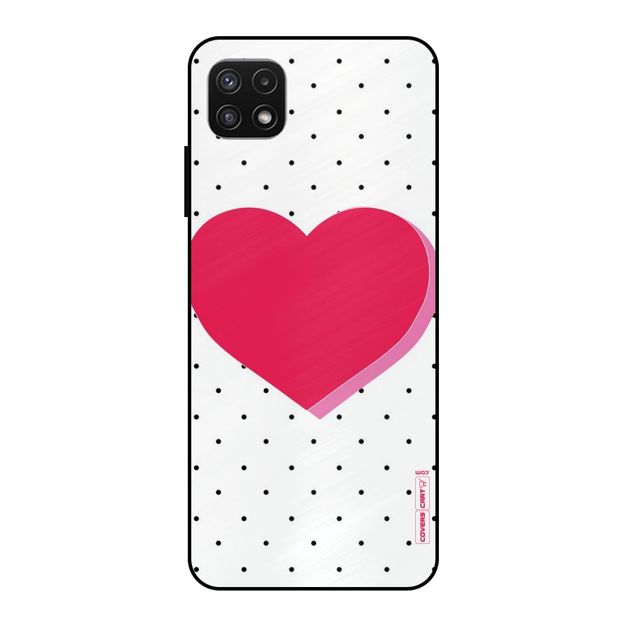 Pink Polka Heart Metal Back Case for Galaxy A22 5G