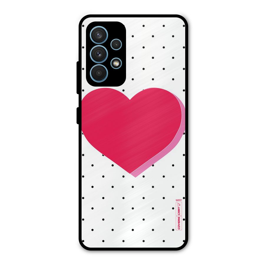 Pink Polka Heart Metal Back Case for Galaxy A32