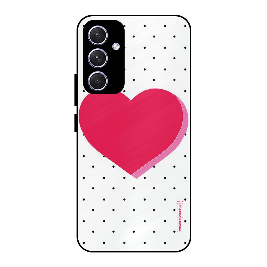 Pink Polka Heart Metal Back Case for Galaxy A54