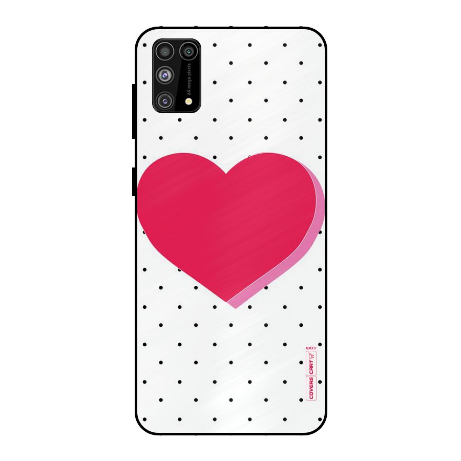 Pink Polka Heart Metal Back Case for Galaxy F41