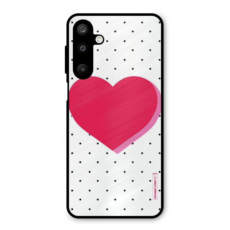 Pink Polka Heart Metal Back Case for Galaxy M16