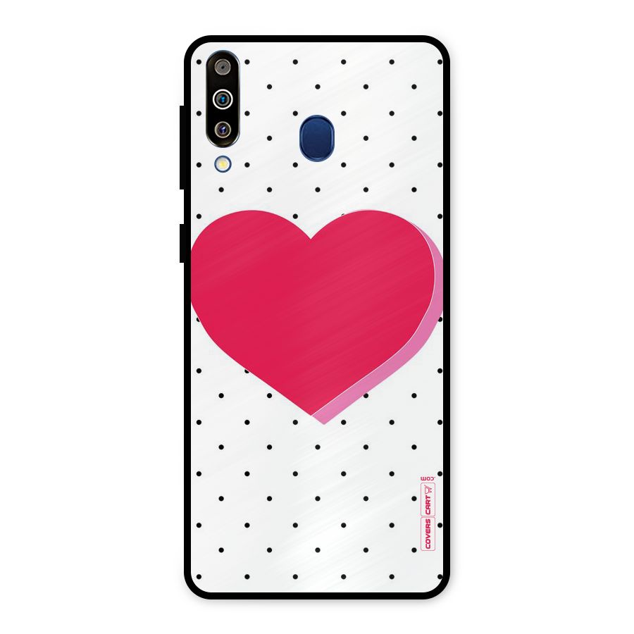 Pink Polka Heart Metal Back Case for Galaxy M30