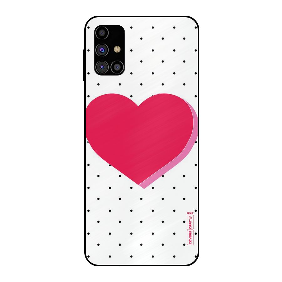 Pink Polka Heart Metal Back Case for Galaxy M31s