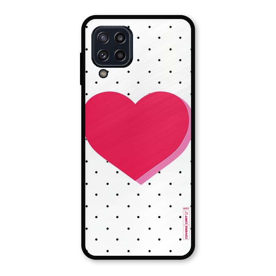 Pink Polka Heart Metal Back Case for Galaxy M32