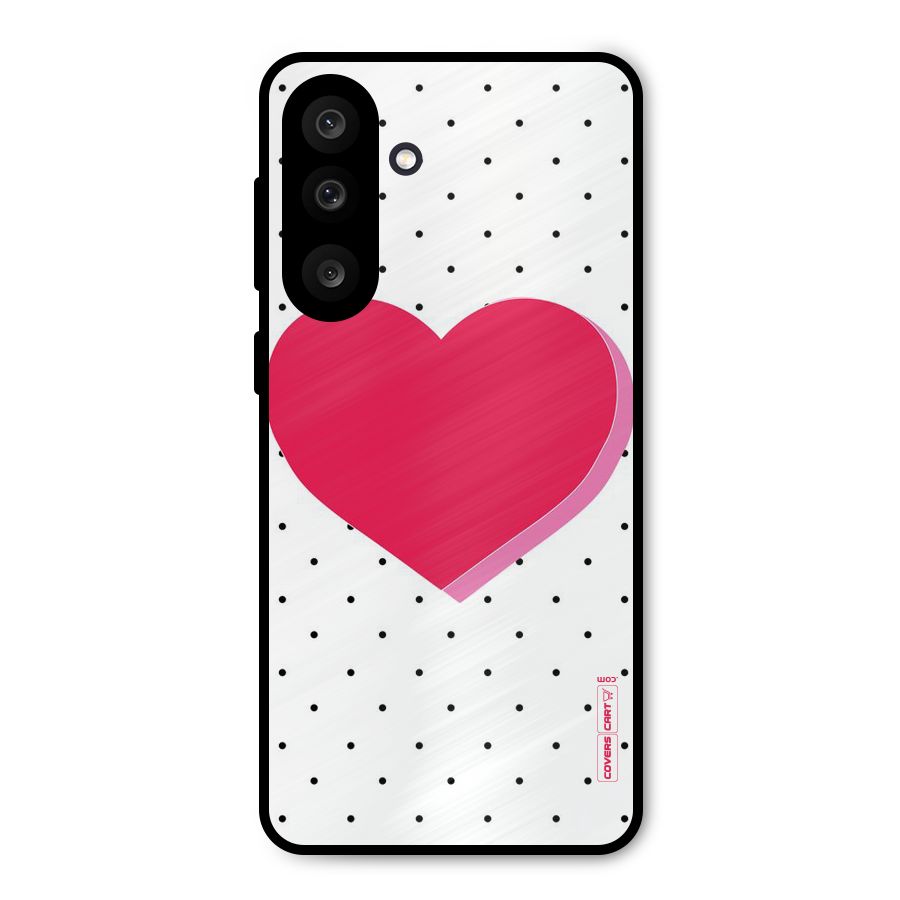 Pink Polka Heart Metal Back Case for Galaxy M56