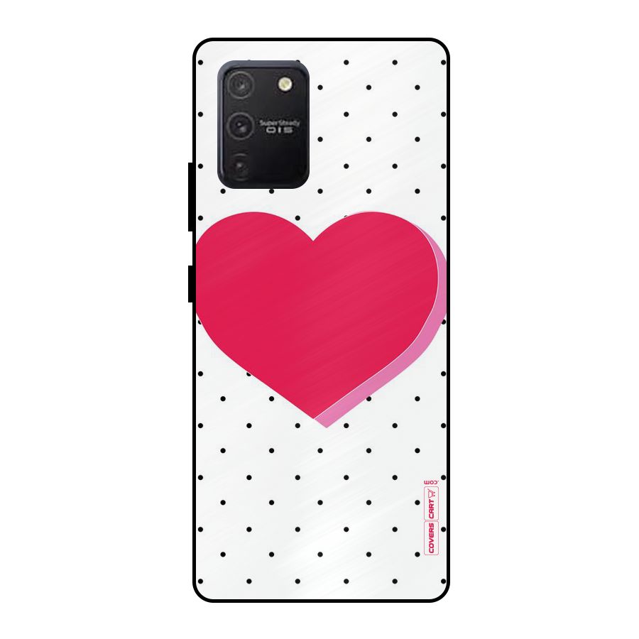Pink Polka Heart Metal Back Case for Galaxy S10 Lite