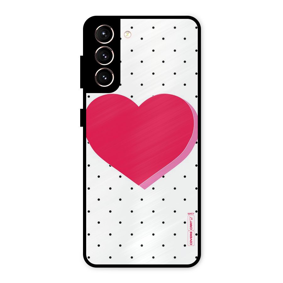 Pink Polka Heart Metal Back Case for Galaxy S21 5G