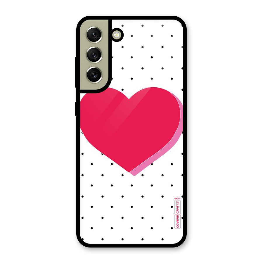Pink Polka Heart Metal Back Case for Galaxy S21 FE 5G (2023)