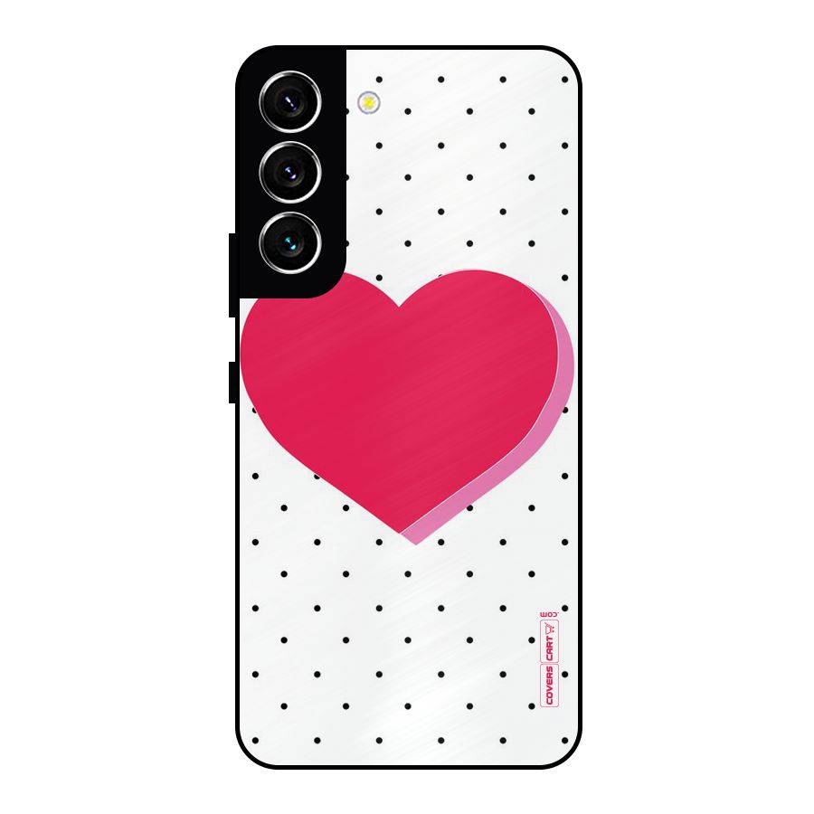 Pink Polka Heart Metal Back Case for Galaxy S22 5G