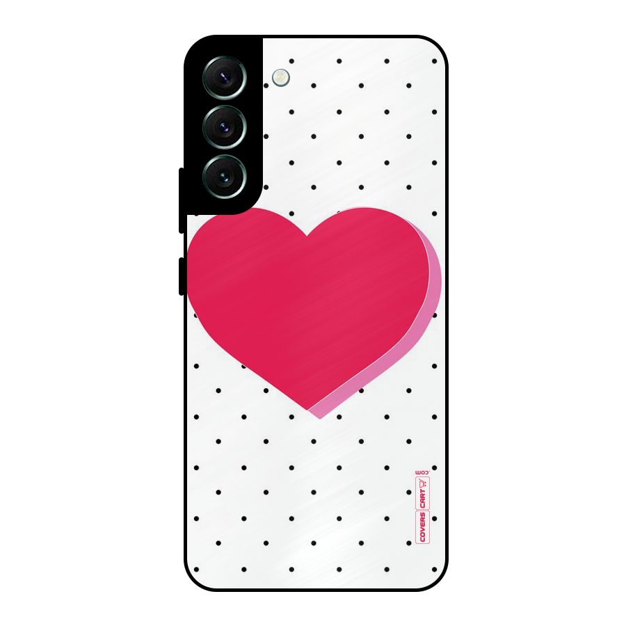 Pink Polka Heart Metal Back Case for Galaxy S22 Plus 5G