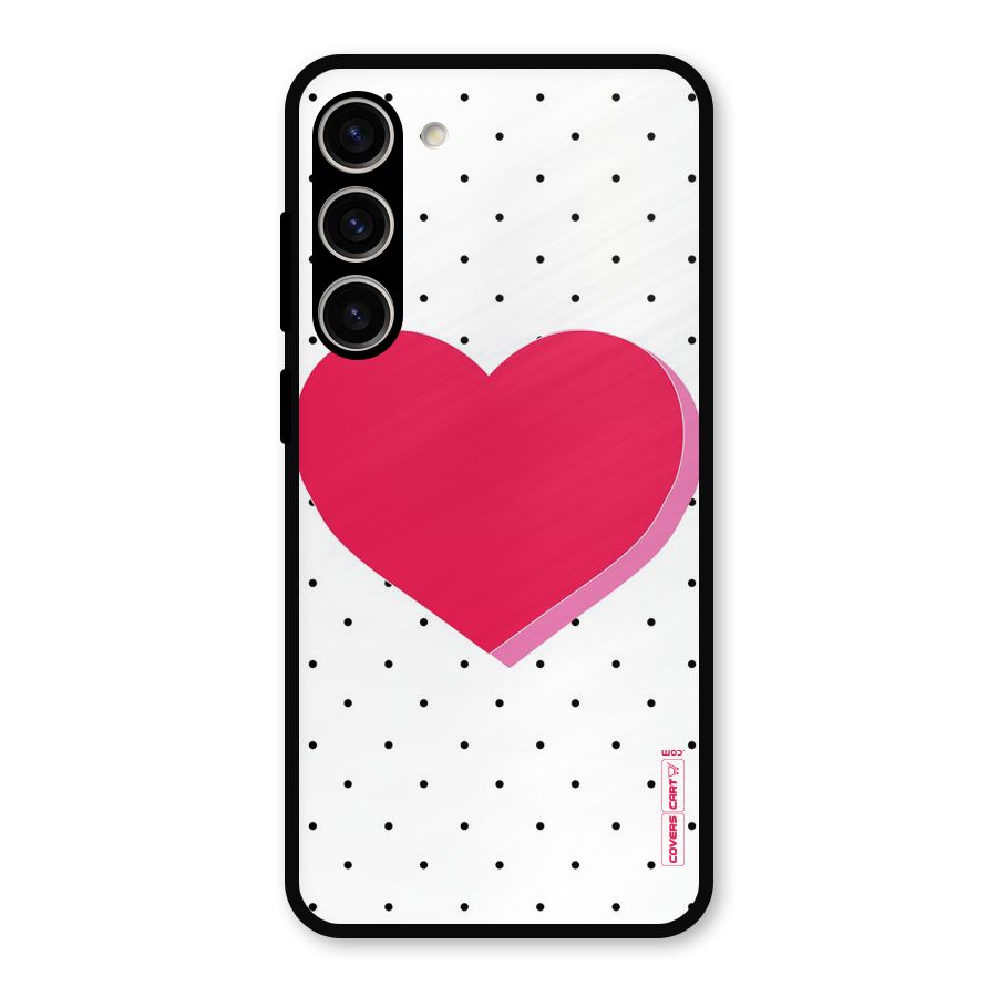 Pink Polka Heart Metal Back Case for Galaxy S23 Plus
