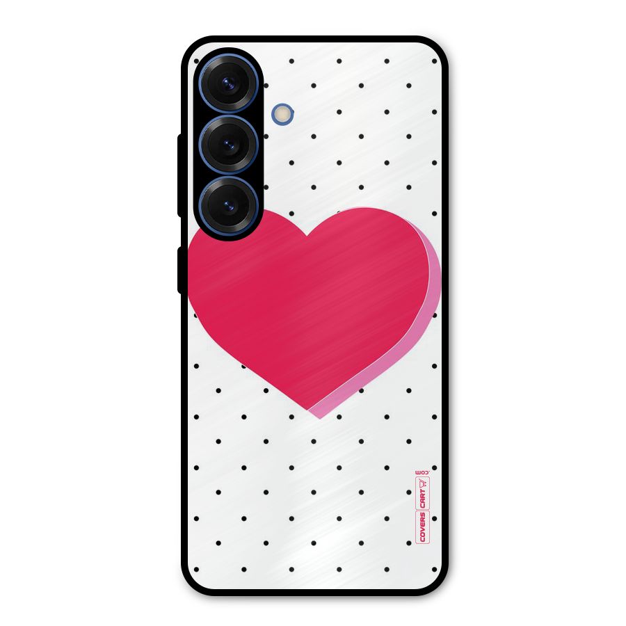 Pink Polka Heart Metal Back Case for Galaxy S25