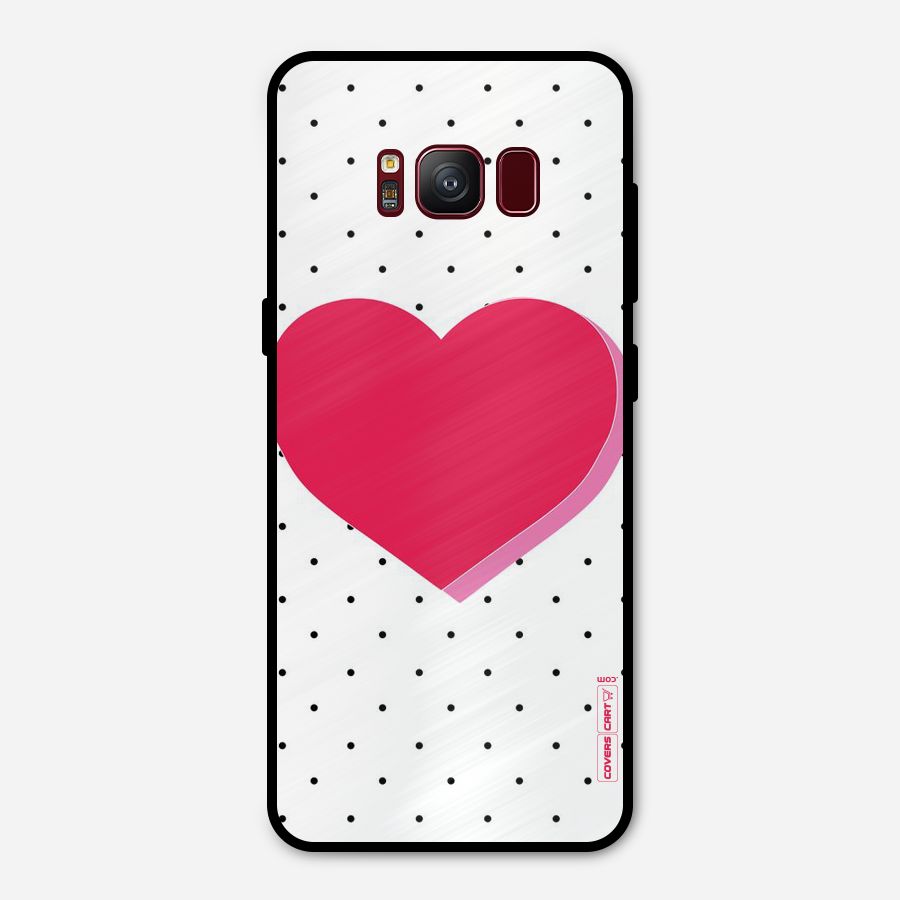 Pink Polka Heart Metal Back Case for Galaxy S8