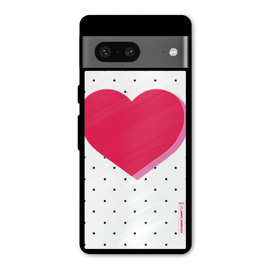 Pink Polka Heart Metal Back Case for Google Pixel 7
