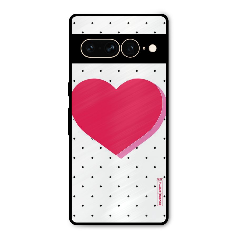 Pink Polka Heart Metal Back Case for Google Pixel 7 Pro