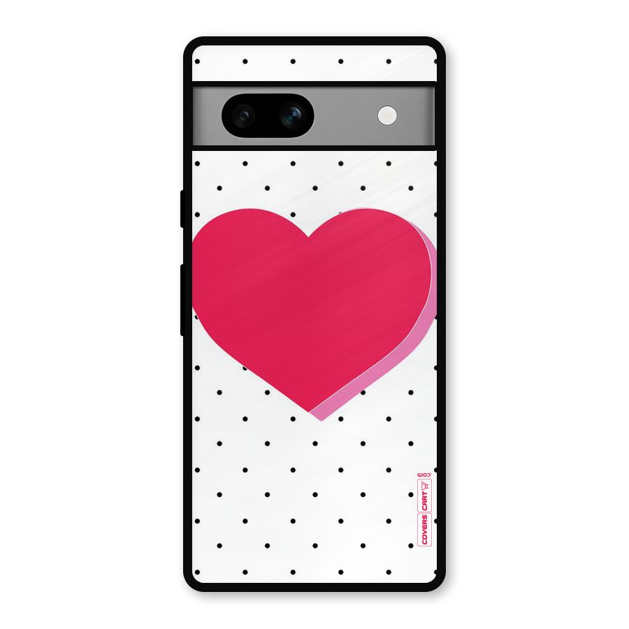 Pink Polka Heart Metal Back Case for Google Pixel 7a
