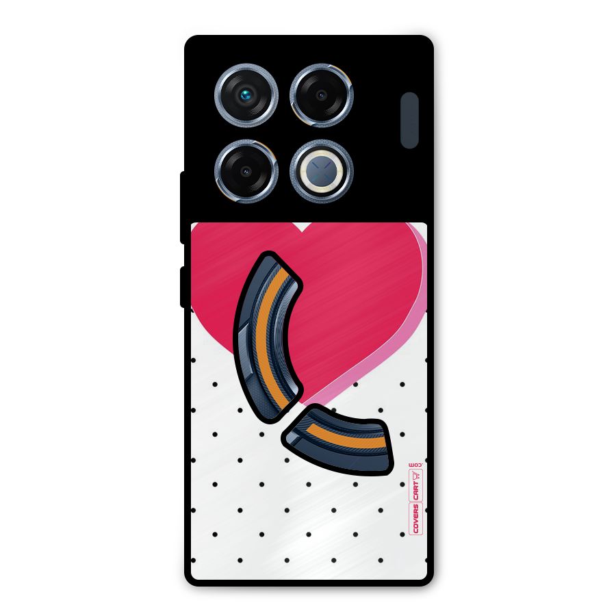 Pink Polka Heart Metal Back Case for Infinix GT 20 Pro
