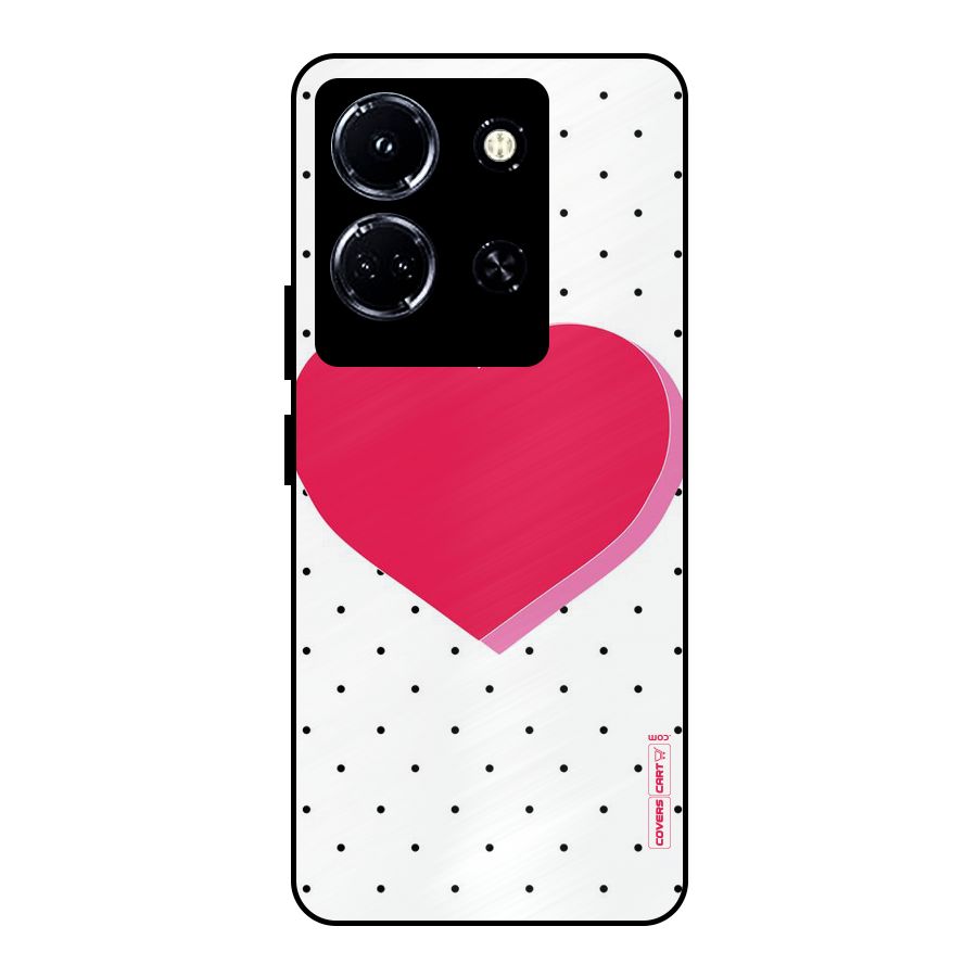 Pink Polka Heart Metal Back Case for Infinix Note 30 5G