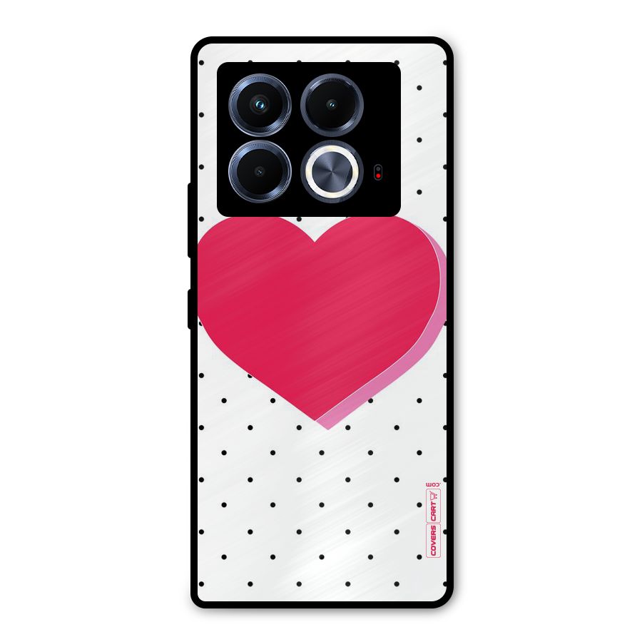 Pink Polka Heart Metal Back Case for Infinix Note 40 5G