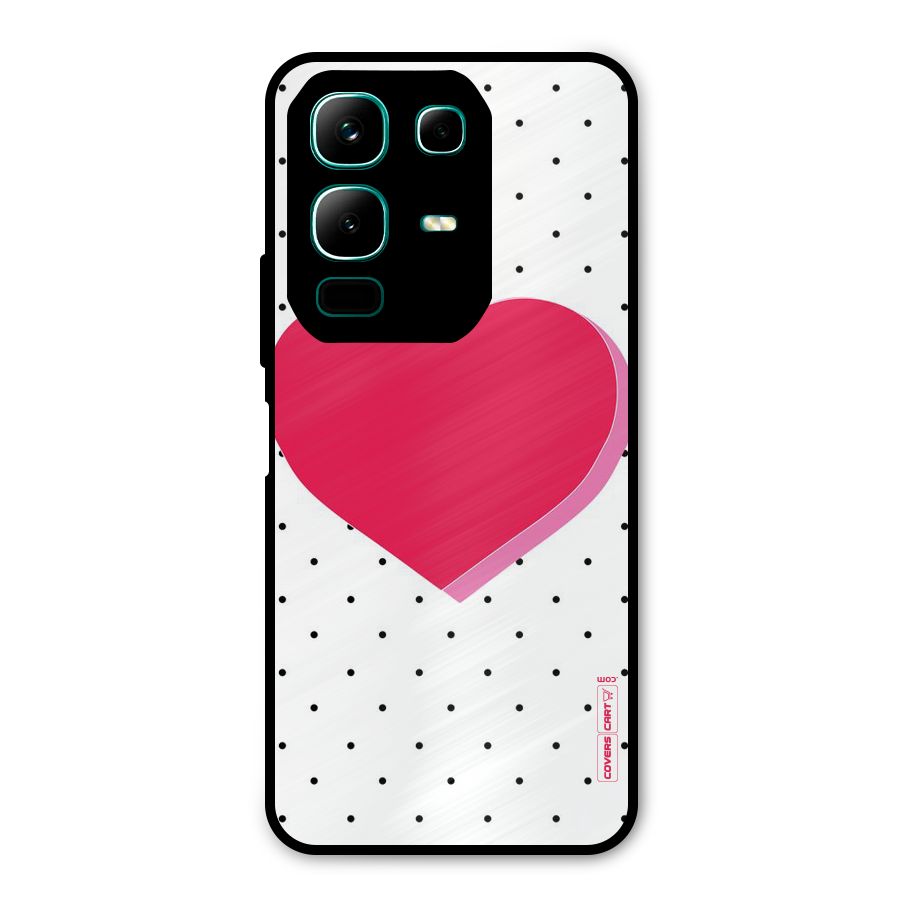 Pink Polka Heart Metal Back Case for Infinix Note 50x