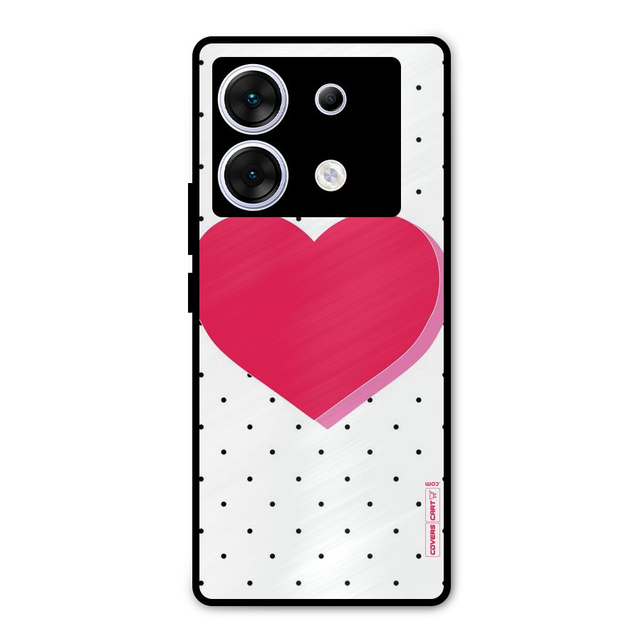Pink Polka Heart Metal Back Case for Infinix Zero 30 5G