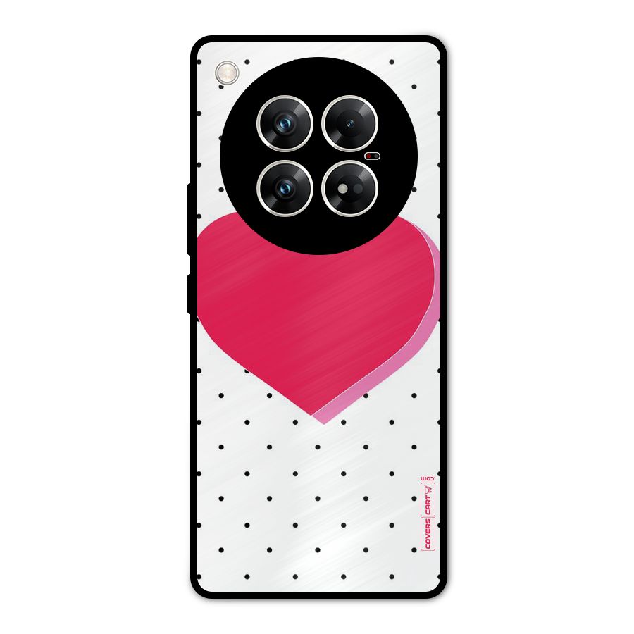 Pink Polka Heart Metal Back Case for Infinix Zero 40 5G