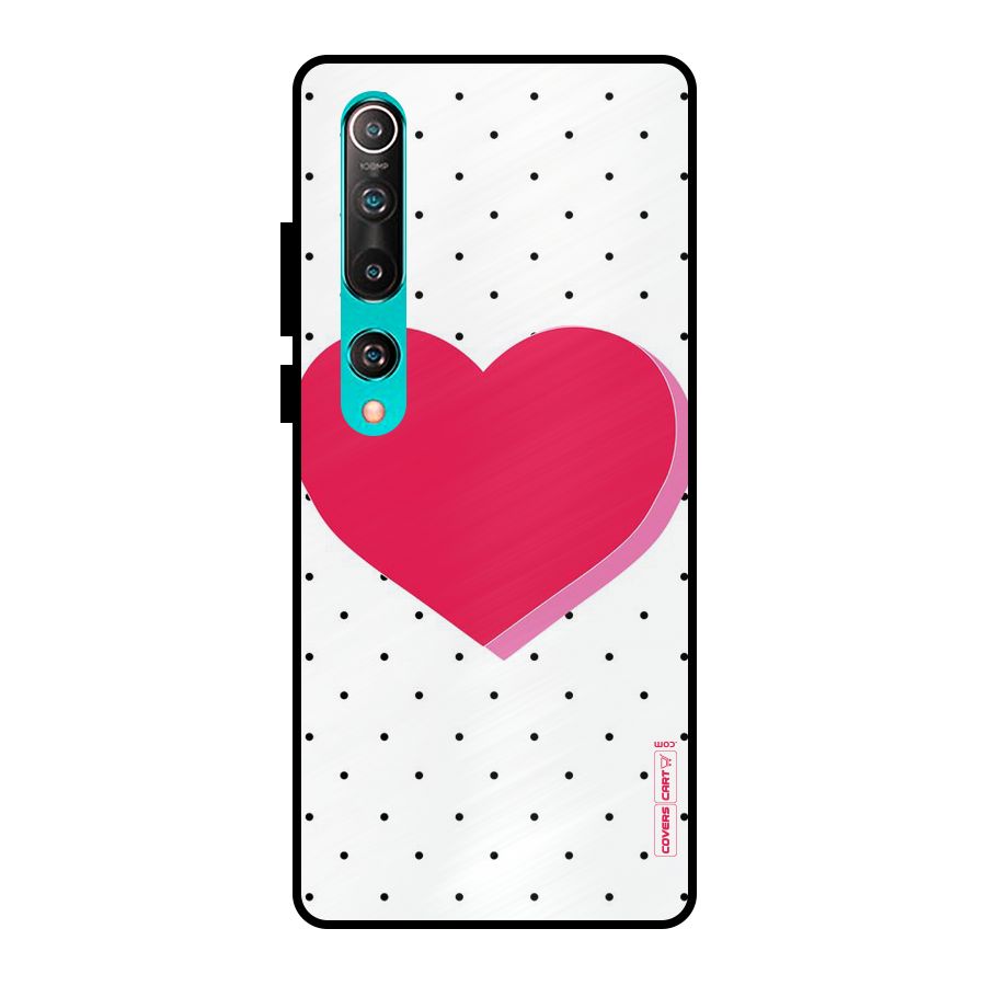 Pink Polka Heart Metal Back Case for Mi 10