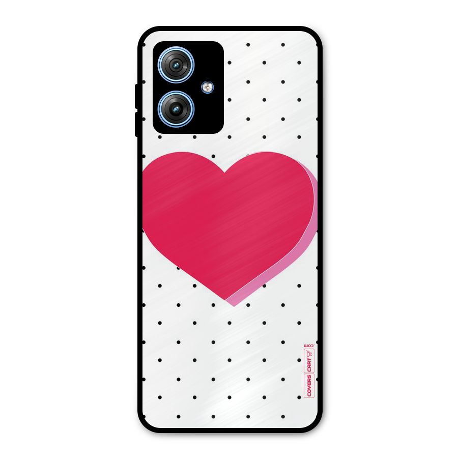 Pink Polka Heart Metal Back Case for Moto G54